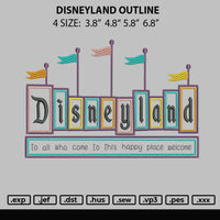Disneyland Outline Embroidery File 4 Size