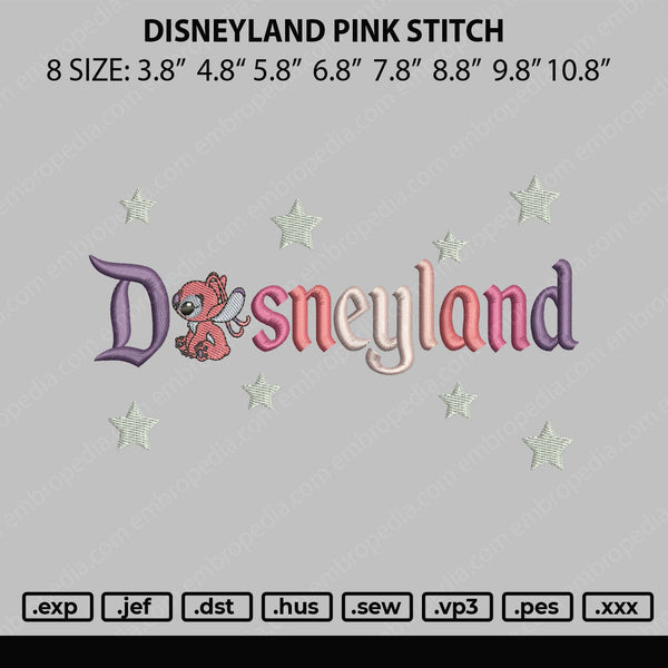 Disneyland Pink Embroidery File 8 size