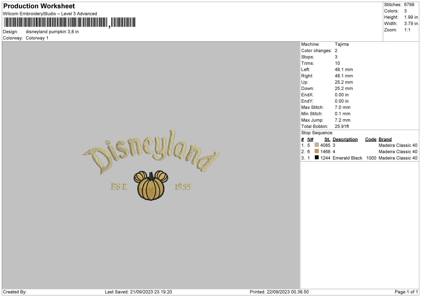 Pumpkin Land Embroidery File 6 sizes