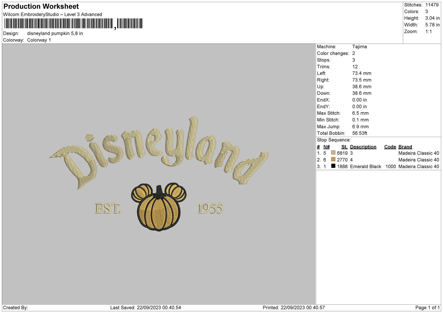 Pumpkin Land Embroidery File 6 sizes