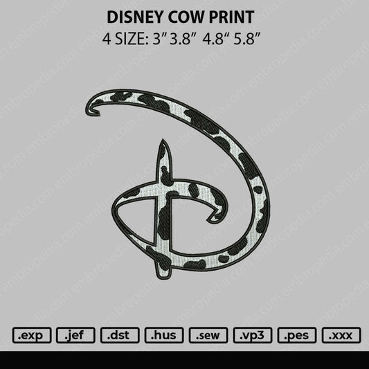 Disney Cow Print Embroidery File 4 sizes