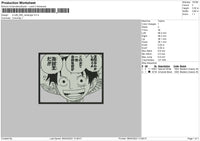 D Luffy Bw Rectangle Embroidery File 6 sizes