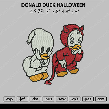 Donald Duck Halloween Embroidery File 4 size
