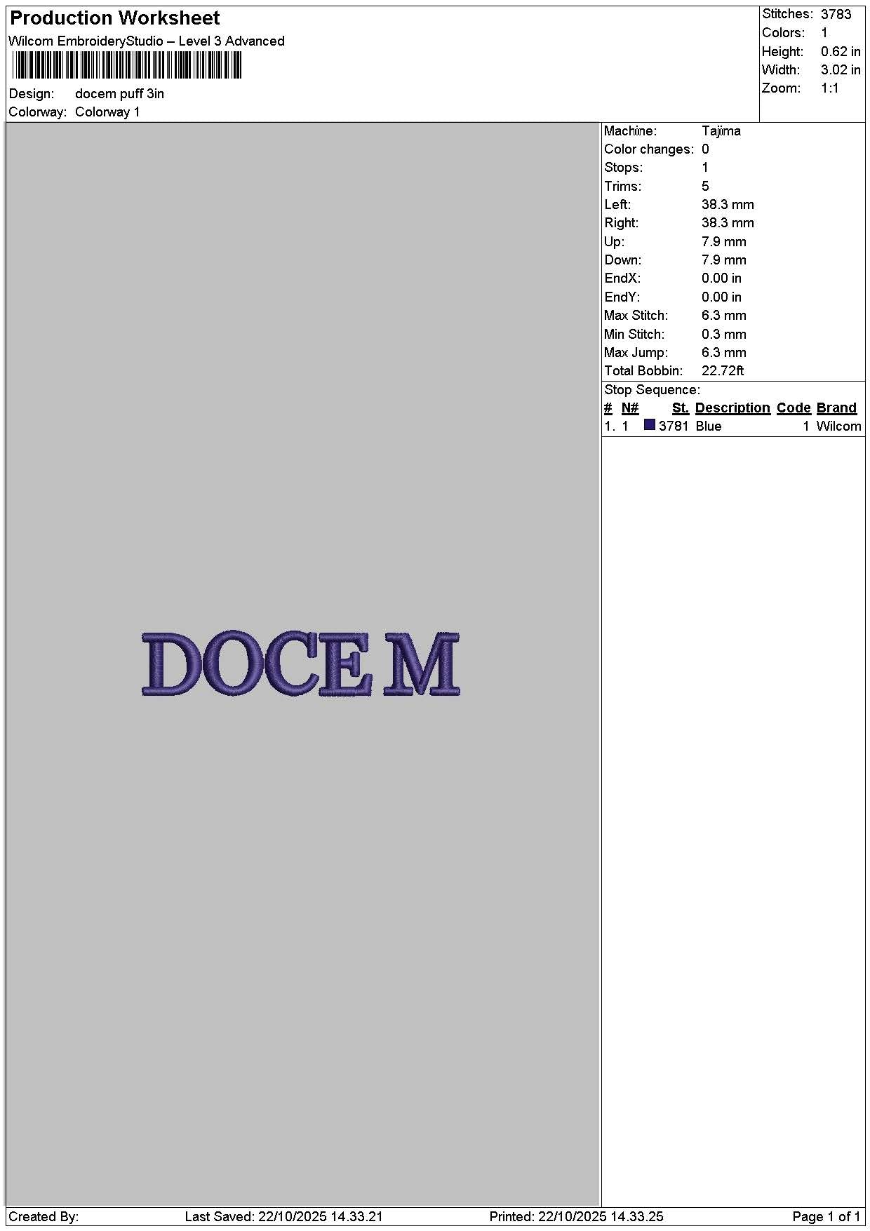 Docemtext Puff Embroidery File 6 sizes