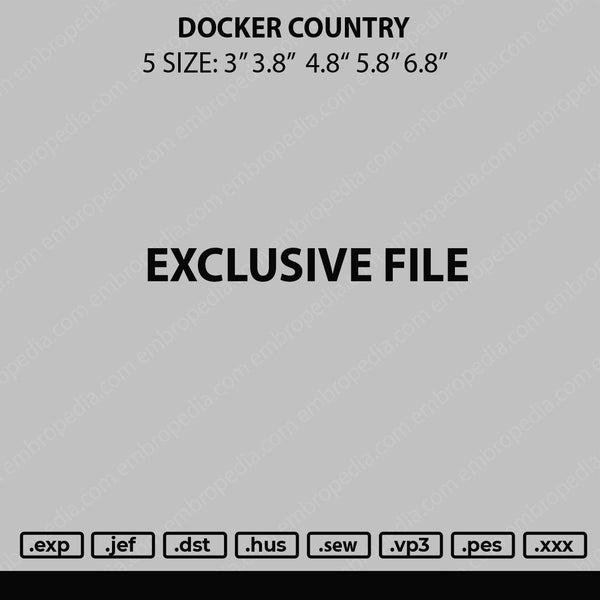 Docker Country Embroidery File 4 size