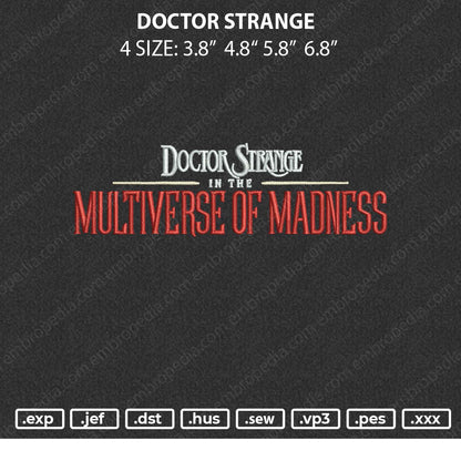 Doctor Strange Embroidery File 4 size