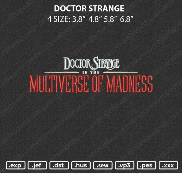 Doctor Strange Embroidery File 4 size