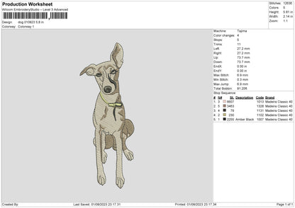 Dog 0108 Embroidery File 6 sizes