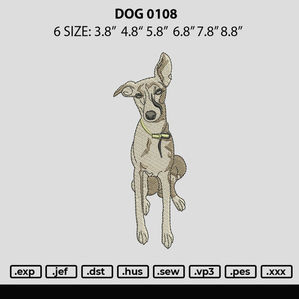 Dog 0108 Embroidery File 6 sizes