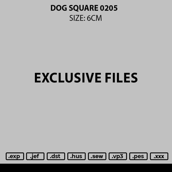 Dog Square 0205 Embroidery File 6 sizes