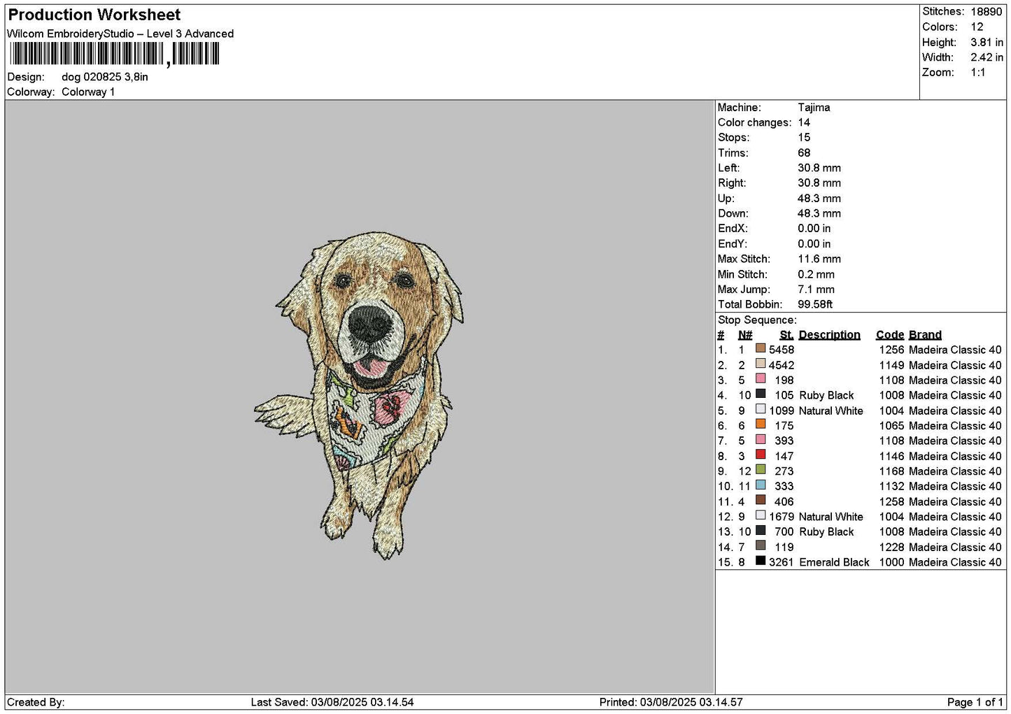 Dog 0208 Embroidery File 6 sizes