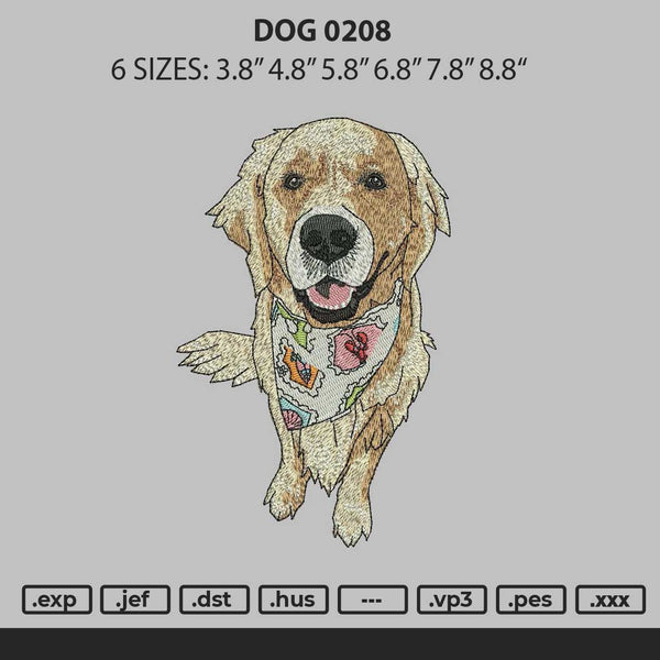 Dog 0208 Embroidery File 6 sizes