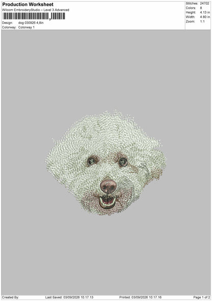 Dog Head 0309 Embroidery Machine Design File 6 sizes