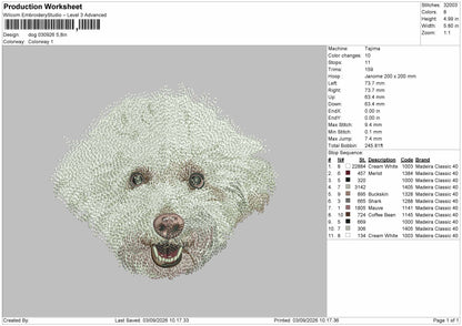 Dog Head 0309 Embroidery Machine Design File 6 sizes