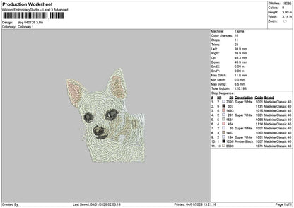 Dog 0401 Embroidery File 6 sizes