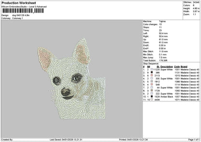 Dog 0401 Embroidery File 6 sizes