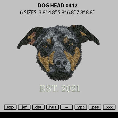 Dog Head 0412 Embroidery File 6 sizes