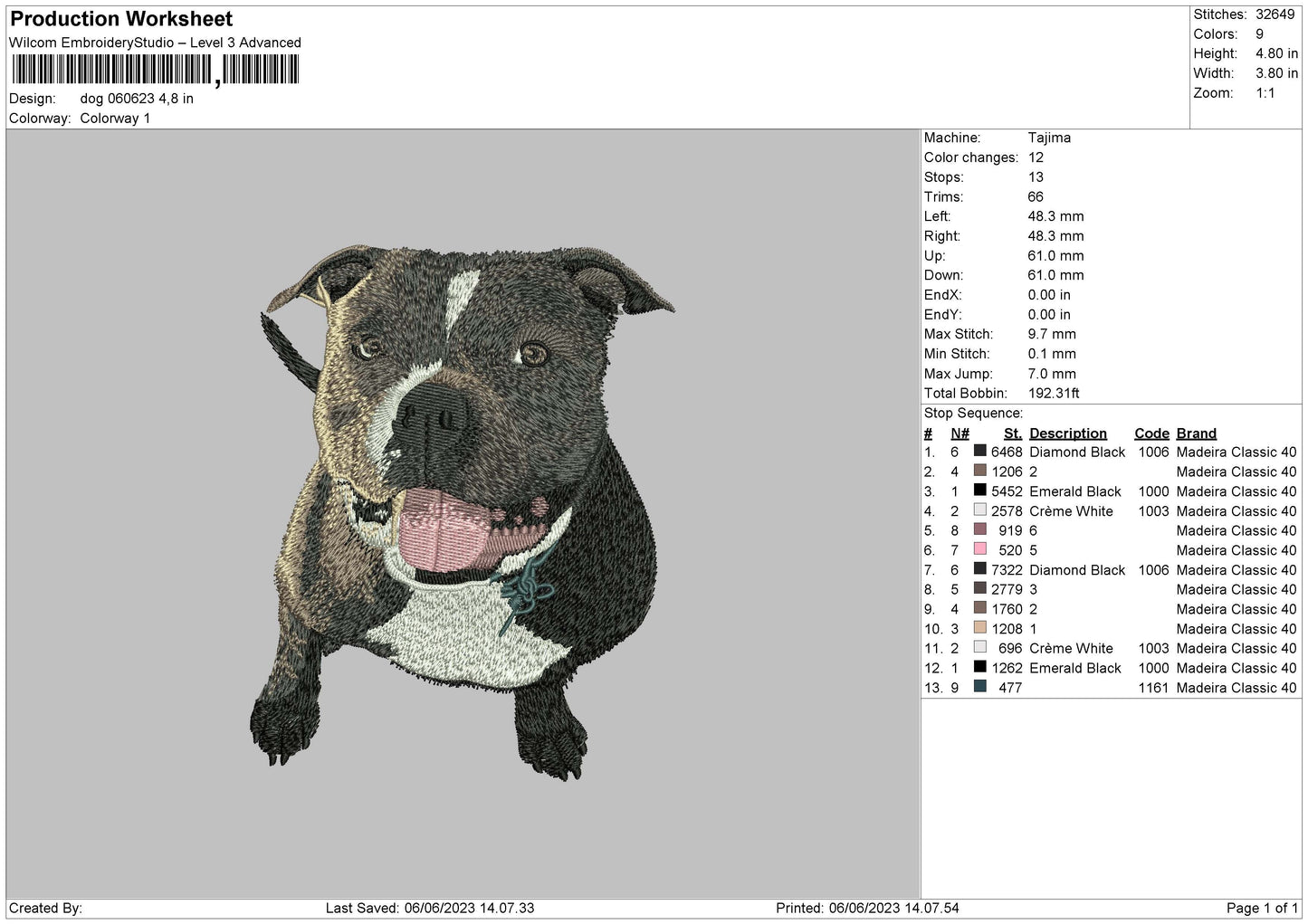 Dog 0606 Embroidery File 6 sizes