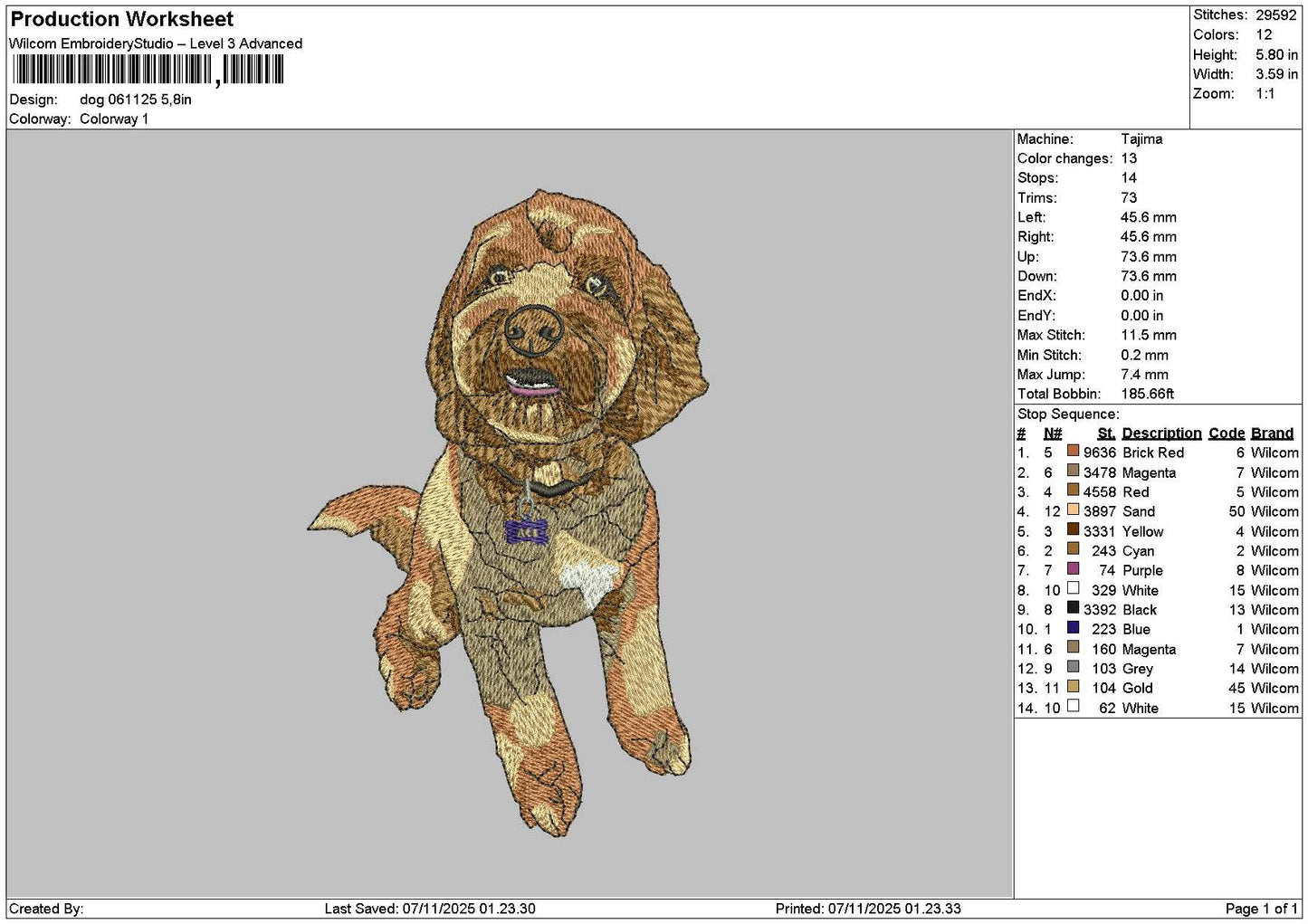 Dog 0611 Embroidery File 6 sizes