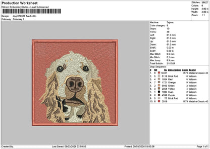Dog 0703 Embroidery File 6 sizes