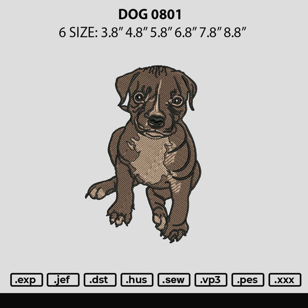 Dog 0801 Embroidery File 6 sizes