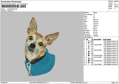 Dog 0802 Embroidery File 6 sizes