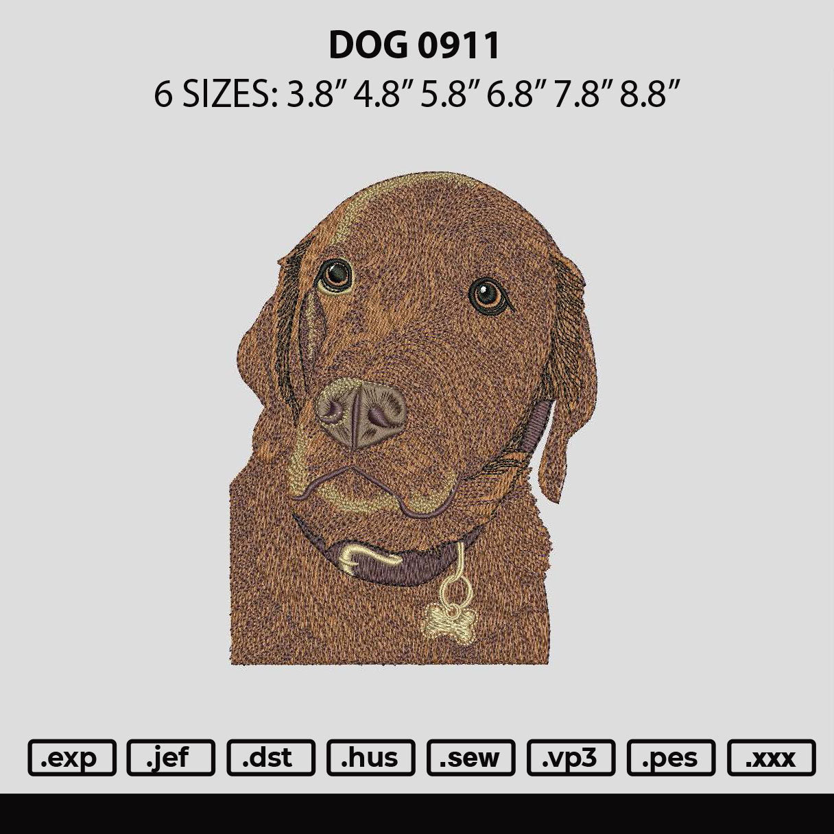 Dog 0911 Embroidery File 6 sizes