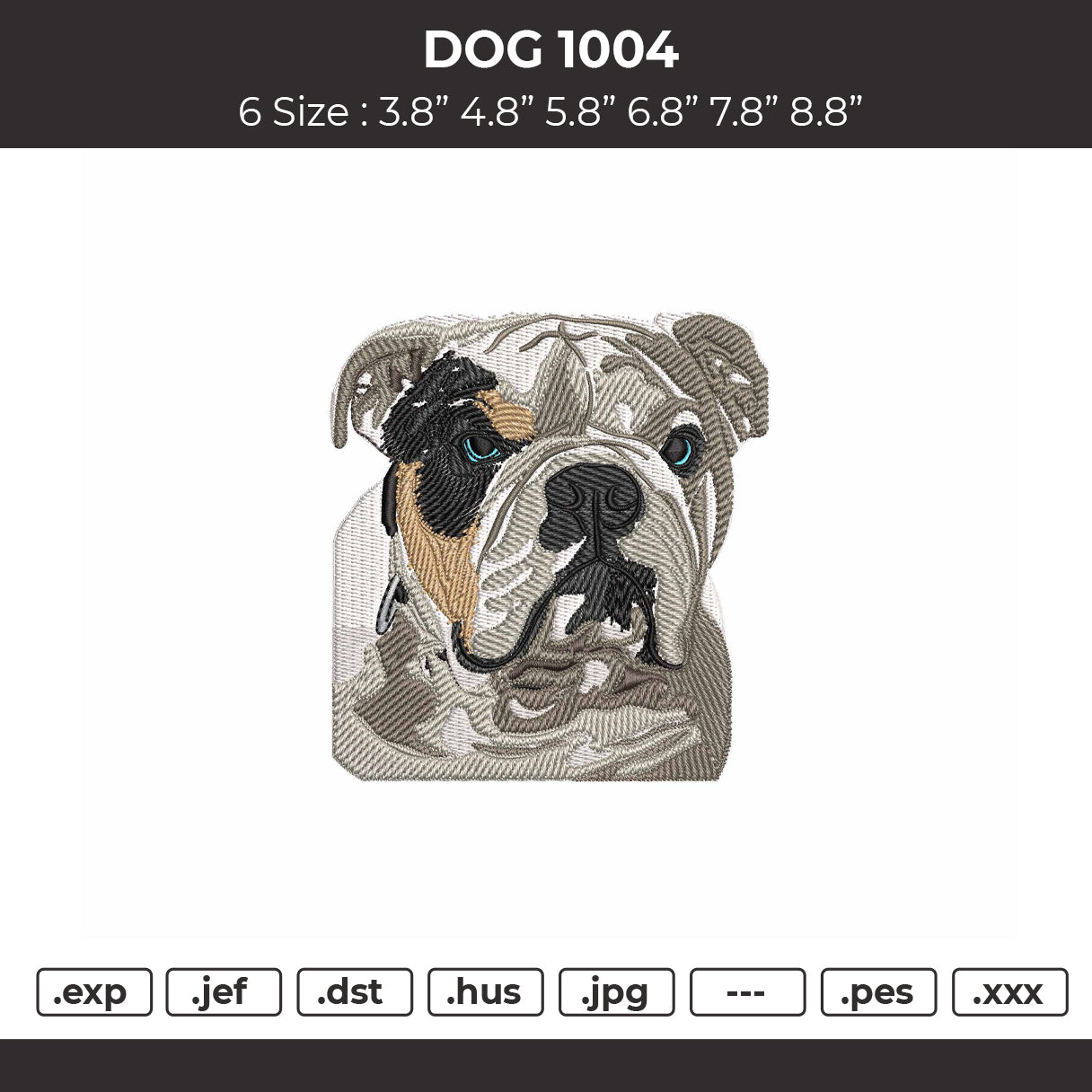 Dog 1004 Embroidery File 6 sizes