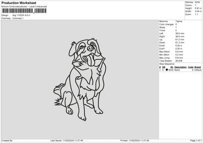 Dog 1102 Embroidery File 6 sizes