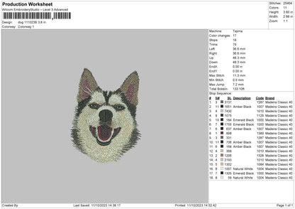 Dog 1023b Embroidery File 6 sizes