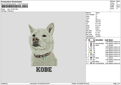 Dog 1312 Embroidery File 6 sizes