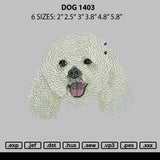 Dog 1403 Embroidery File 6 sizes