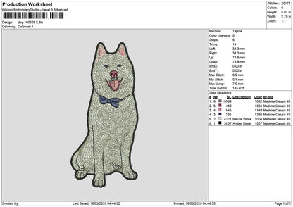 Dog 1603 Embroidery File 6 sizes