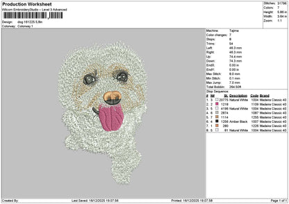 Dog 1612 Embroidery File 6 sizes