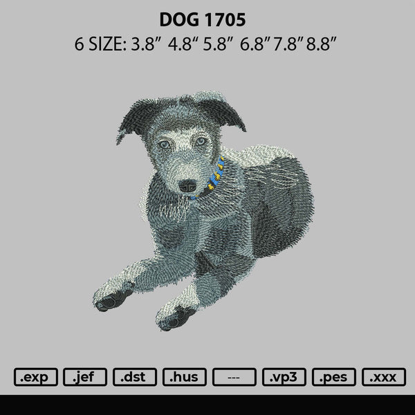 Dog 1705 Embroidery File 6 sizes