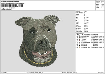 Dog Head 1711 Embroidery File 6 sizes