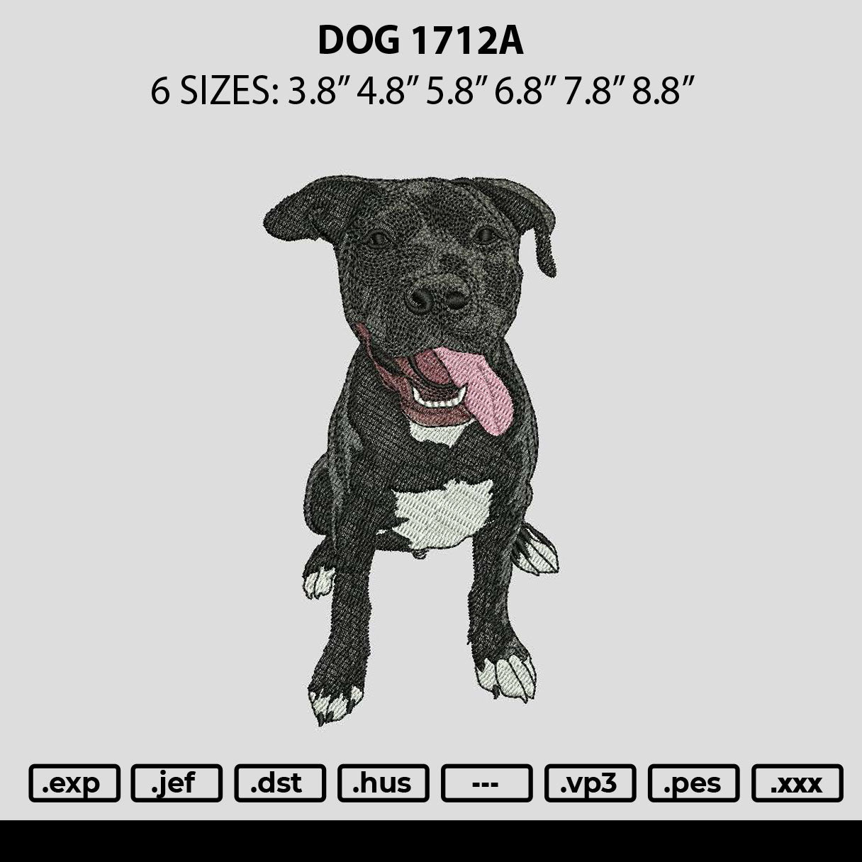 Dog 1712a Embroidery File 6 sizes