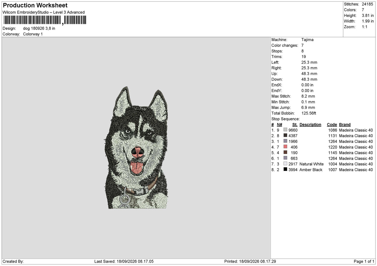 dog 180926 Embroidery Design Machine Files