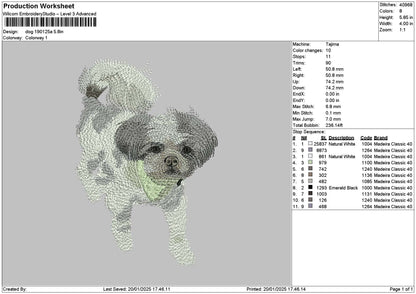 Dog 1901a Embroidery File 6 sizes