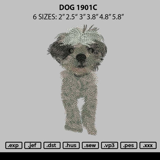 Dog 1901c Embroidery File 6 sizes