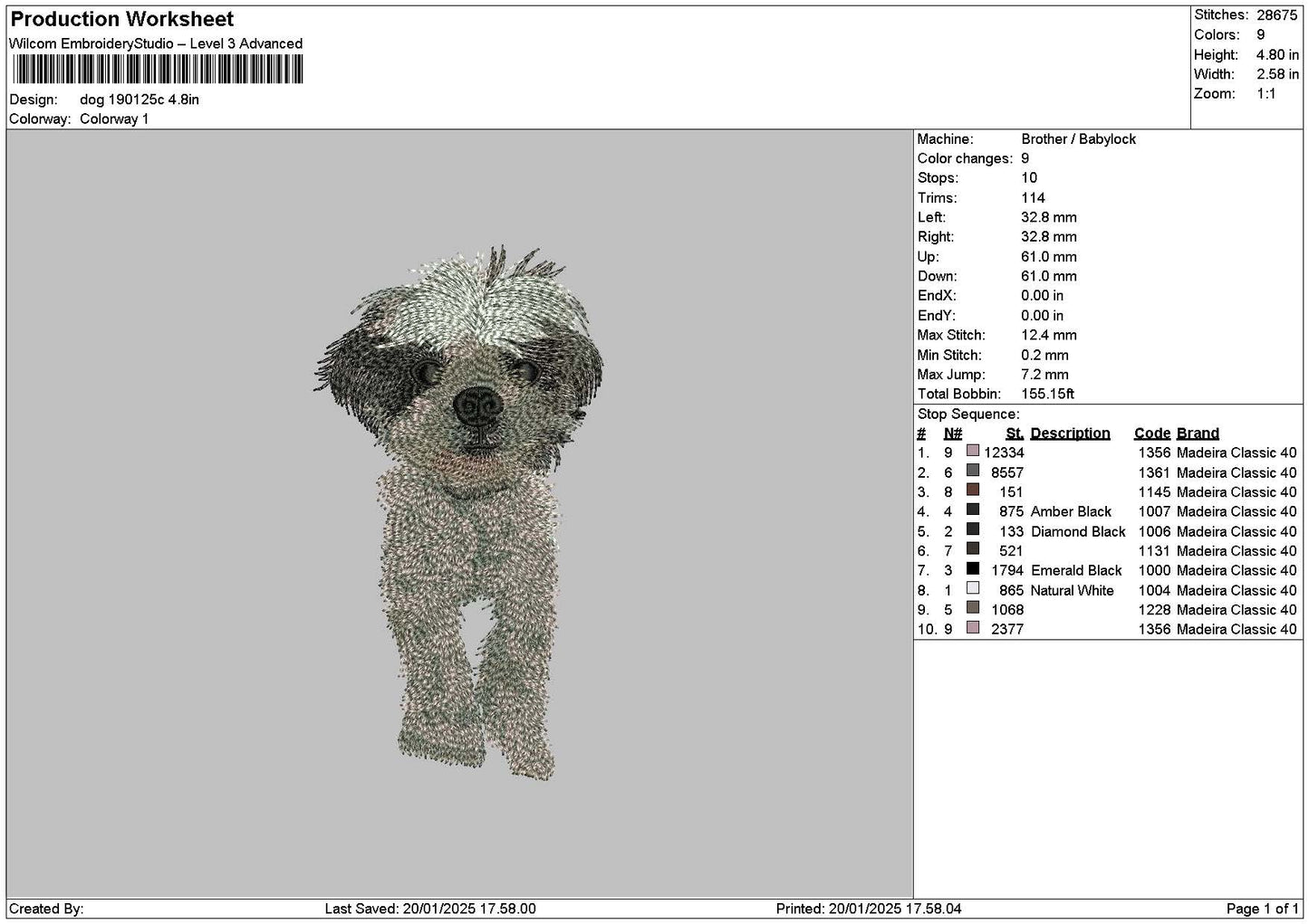 Dog 1901c Embroidery File 6 sizes