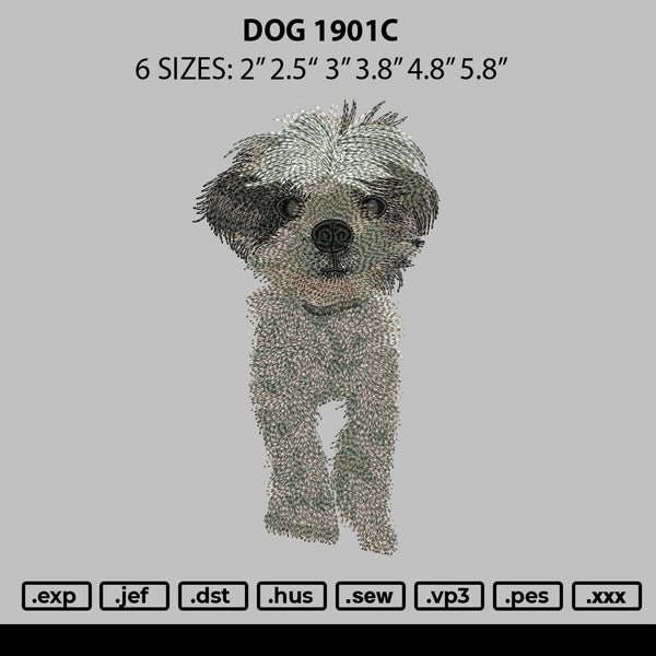 Dog 1901c Embroidery File 6 sizes