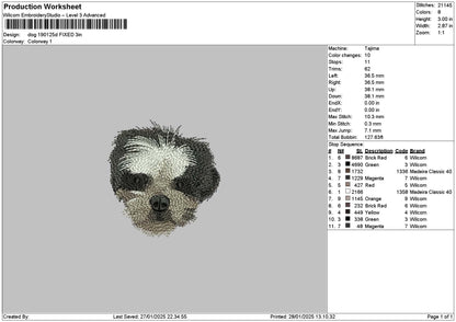 Dog 1901d Embroidery File 6 sizes