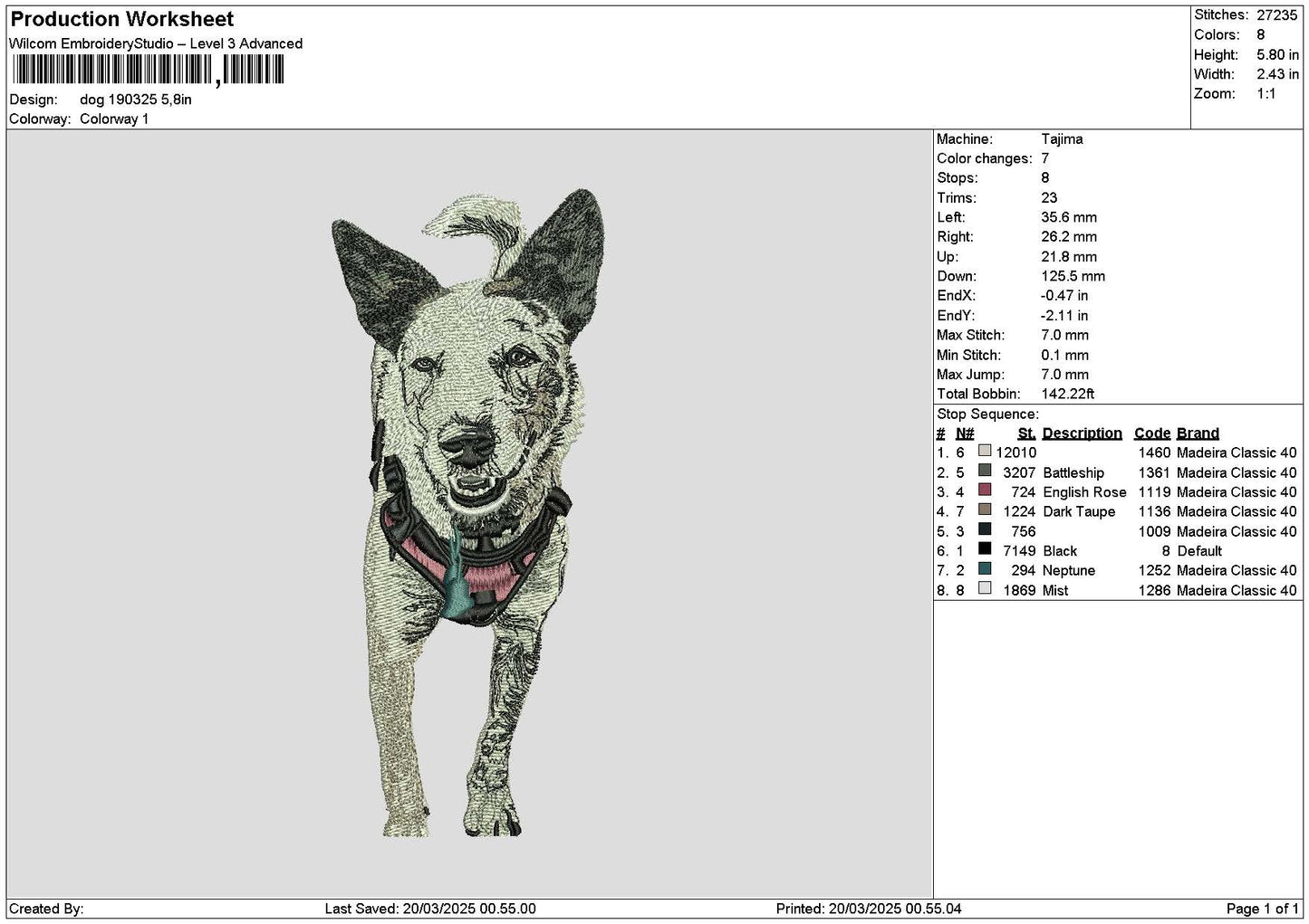 Dog 1903 Embroidery File 6 sizes