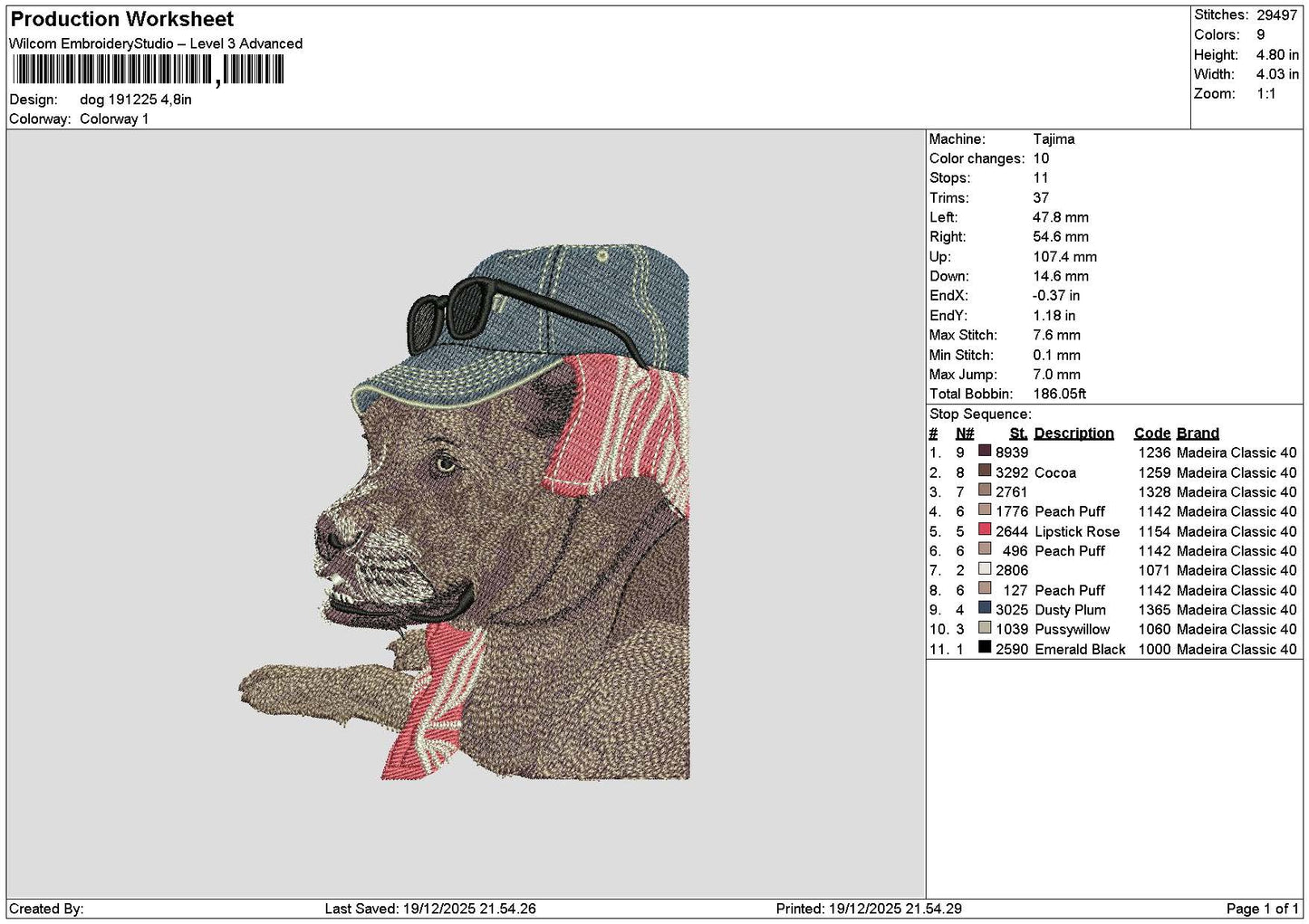 Dog 1912 Embroidery File 6 sizes