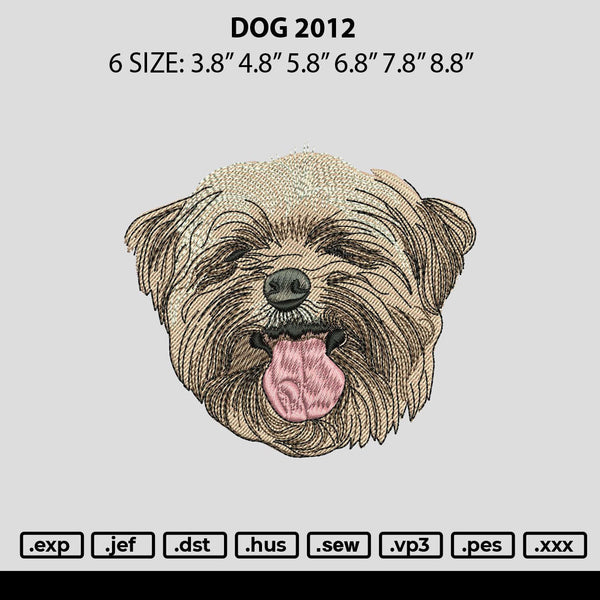 Dog 2012 Embroidery File 6 sizes