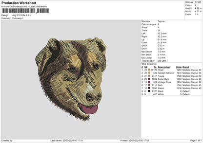 Dog 2103a Embroidery File 6 sizes