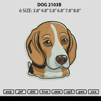 Dog 2103b Embroidery File 6 sizes