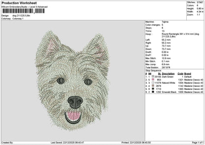 Dog Head 2112 embroidery File 6 sizes