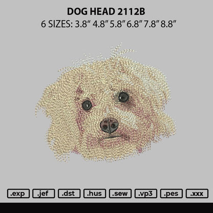 Dog Head 2112b Embroidery File 6 sizes